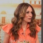 Anna Francese Gass’s orange ruffle belted mini dress on Access Hollywood