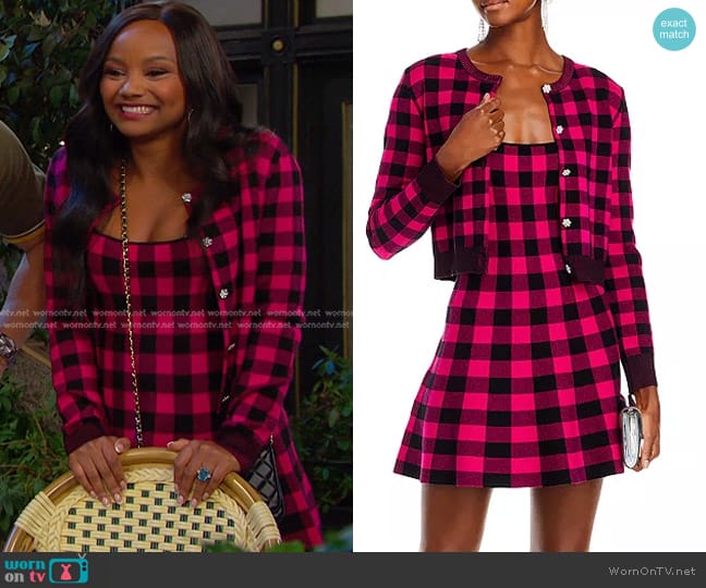 Aqua Plaid Scoop Neck Dress worn by Chanel Dupree (Raven Bowens) on Days of our Lives
