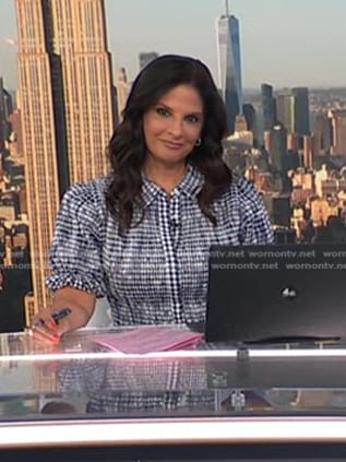 Darlene’s navy gingham check dress on Today
