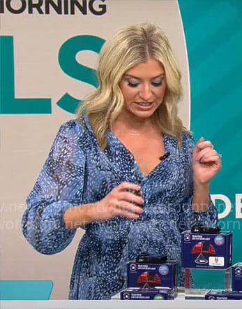 Ashley Bellman’s blue printed dress on CBS Mornings