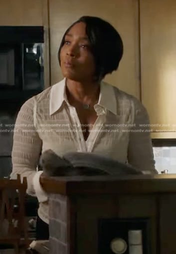 Athena’s white mesh shirt on 9-1-1