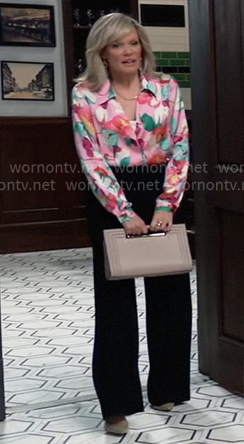 Ava’s pink watercolor floral blouse on General Hospital