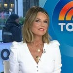 Savannah’s white top and skirt with white stitching on Today
