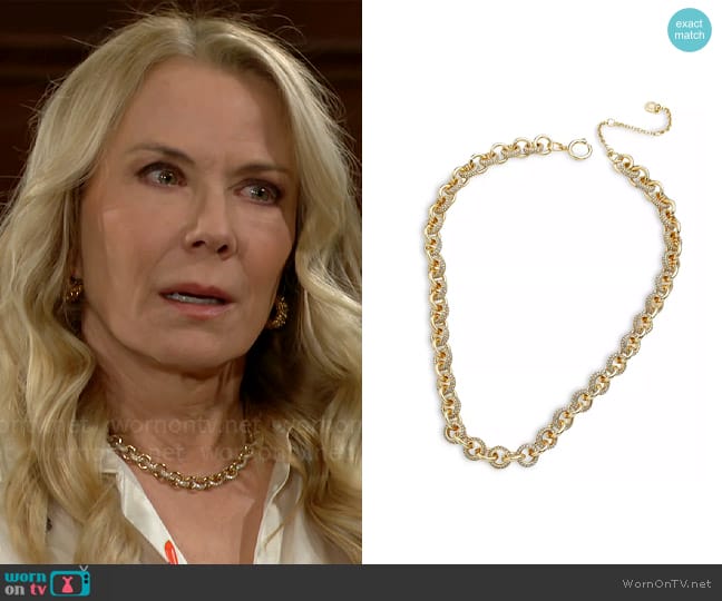 Baublebar Pavé Chain Link Necklace worn by Brooke Logan (Katherine Kelly Lang) on The Bold and the Beautiful
