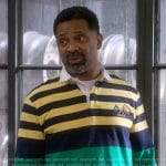 Bennie’s colorblock striped rugby shirt on The Upshaws