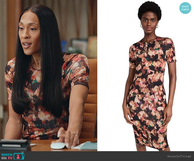 Black Halo Layla Dress in Floral Haze worn by Sofia Salinas (Michaela Jaé Rodriguez) on Loot