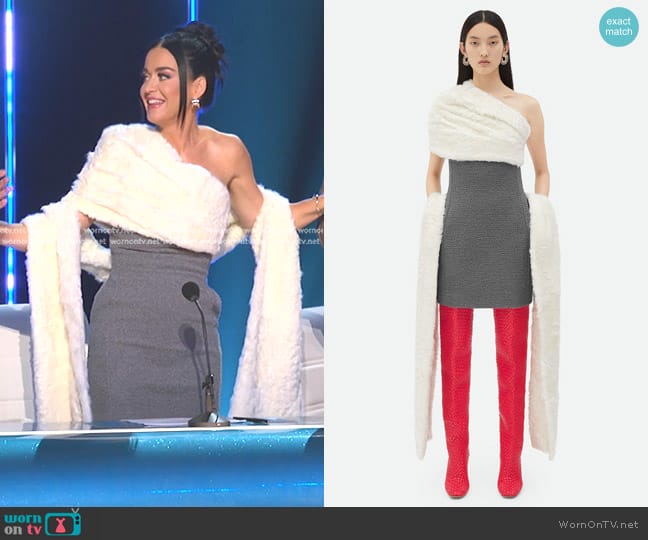 WornOnTV: Katy Perry’s white and grey shearling dress on American Idol ...