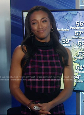 Brittany’s black plaid knit turtleneck dress on Good Morning America