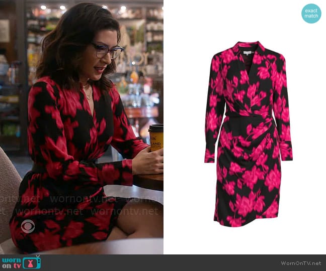 Calvin Klein Floral Faux Wrap Dress worn by Susan (Inga Schlingmann) on So Help Me Todd