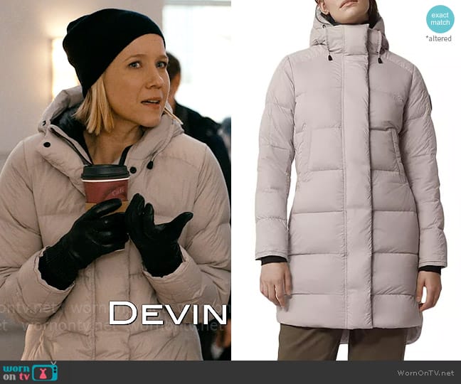 Canada Goose Alliston Down Coat in Lucent Rose worn by Hannah Asher (Jessy Schram) on Chicago Med