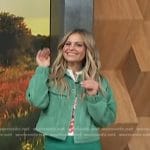 Candace Cameron Bure’s floral top and green jacket on Access Hollywood