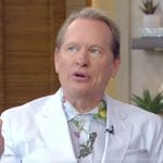 Carson Kressley’s blue floral print shirt on Live with Kelly and Mark