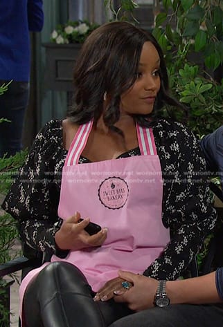 Chanel’s black floral top on Days of our Lives
