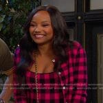 Chanel’s pink plaid dress and cardigan on Days of our Lives