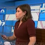 Chloe Melas’s burgundy belted short sleeve dress on NBC News Daily