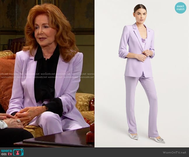 Cinq a Sept Khloe Blazer in Soft Lilac worn by Maggie Horton (Suzanne Rogers) on Days of our Lives