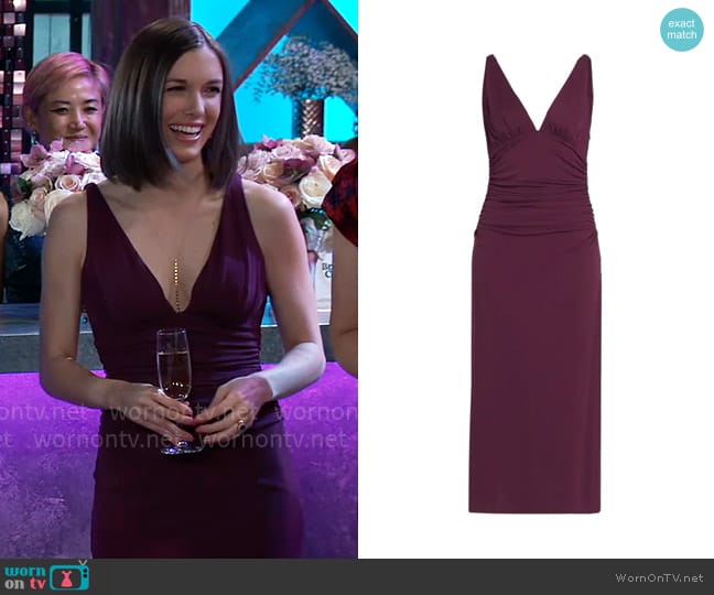Cinq a Sept Lacey Dress in Dark Fig worn by Willow Tait (Katelyn MacMullen) on General Hospital