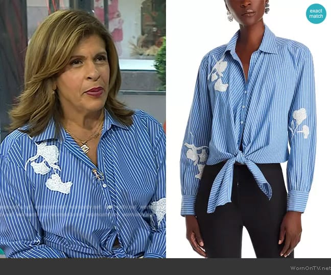 Cinq a Sept Lya Stripe Marianna Front-Tie Top worn by Hoda Kotb on Today