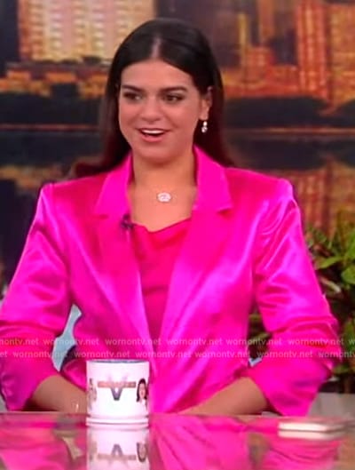 Mayan Lopez’s pink satin blazer on The View