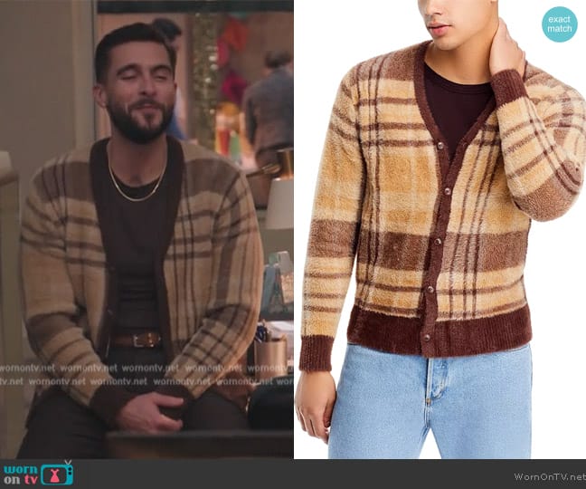 Coney Island Picnic Fuzzy Cardigan worn by (Josh Segarra) on Abbott Elementary