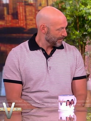 Corey Stoll’s white striped polo on The View