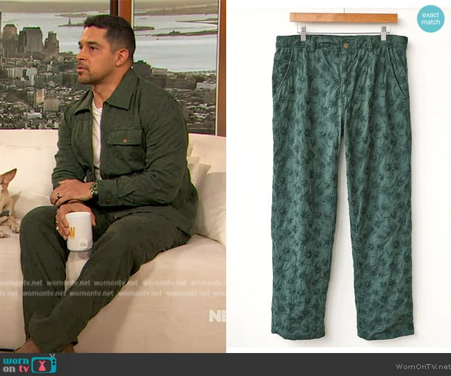 Corridor Floral Embroidered Trouser worn by Wilmer Valderrama on The Drew Barrymore Show