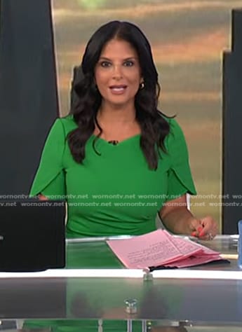 Darlene’s green ruched short sleeve dress on Today