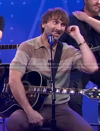 Dave Haywood’s beige striped polo shirt on Good Morning America