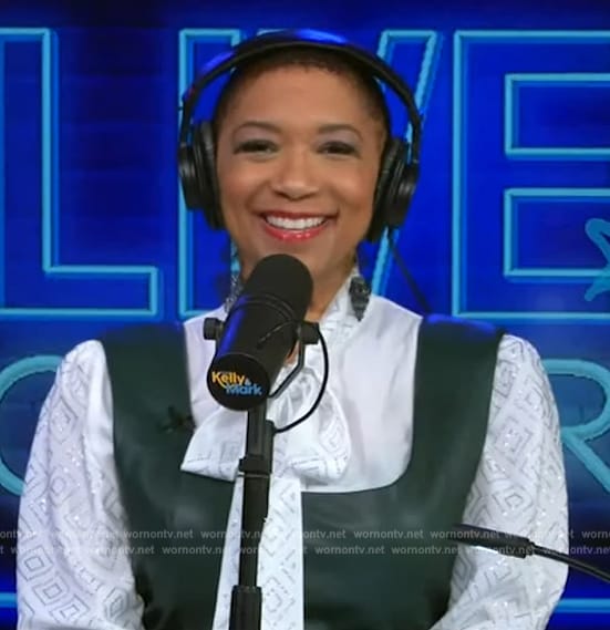 Deja Vu’s green leather dress on Live with Kelly and Mark