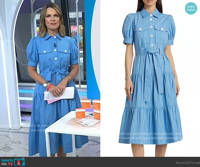 Derek Lam 10 Crosby Buffy Striped Cotton Midi-Dress worn by Savannah Guthrie on Today