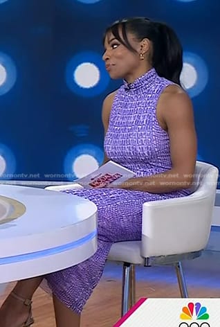 Devyn Simone’s purple crocodile sleeveless dress on Today