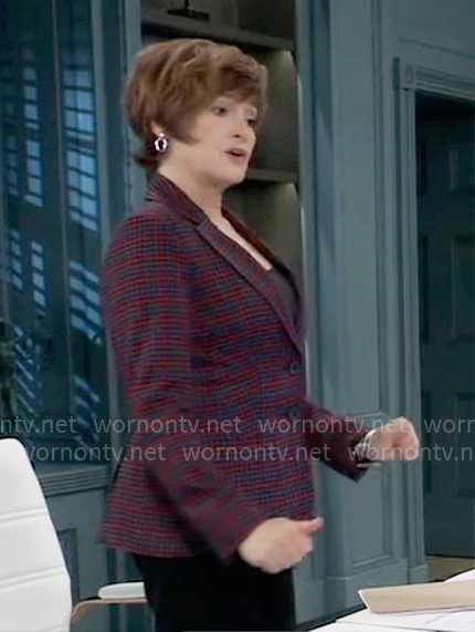 Diane’s red and blue plaid blazer on General Hospital