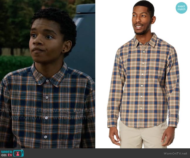 Dockers Long Sleeve Casual Shirt in Ocean Blue - San Antonio Plaid worn by Devon Evans (Björgvin Arnarson) on Chucky