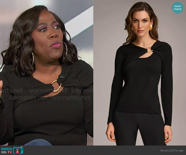 Donna Karan Cutout Sweater With Hardware Detail worn by Sheryl Underwood on The Talk