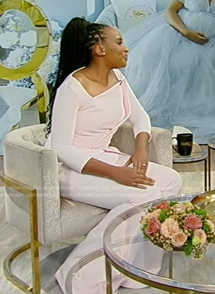 Dr. Michelle Ogunwole’s pink asymmetrical top on Tamron Hall Show