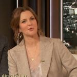 Drew’s lace trim cami and suit on The Drew Barrymore Show