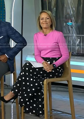 Dylan’s pink Sweater and black polka dot pants on Today