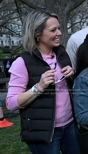 Dylan’s black puffer zip vest on Today