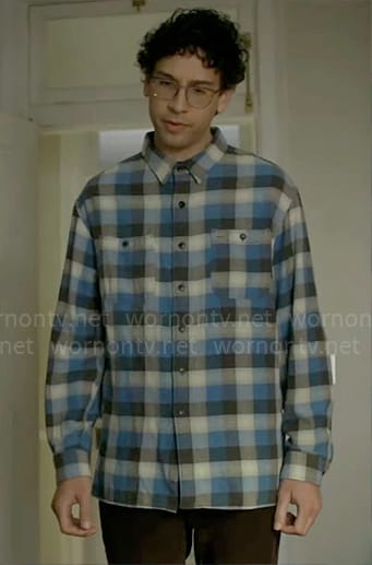 Edward’s blue checked button down shirt on Not Dead Yet