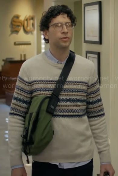 Edward’s cream fair isle sweater on Not Dead Yet