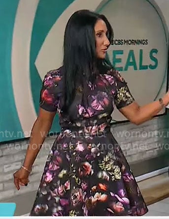 Elizabeth Werner’s dark floral dress on CBS Mornings
