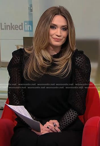 Ellison’s black puff sleeve lace top on NBC News Daily