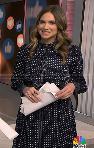 Ellison’s navy printed shirtdress on NBC News Daily