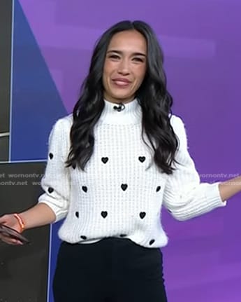Emilie’s white heart sweater on Today