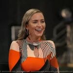 Emily Blunt’s print keyhole mock neck top on Today