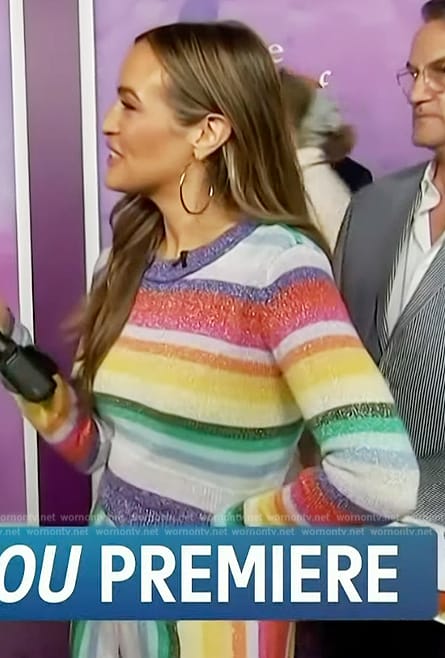 Emily Orozco’s metallic stripe sweater on Access Hollywood