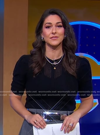 Erielle’s black striped knit sweater on Good Morning America