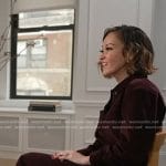 Eva’s burgundy corduroy jumpsuit on Good Morning America