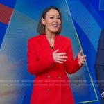 Eva’s red double breasted blazer and pants on Good Morning America
