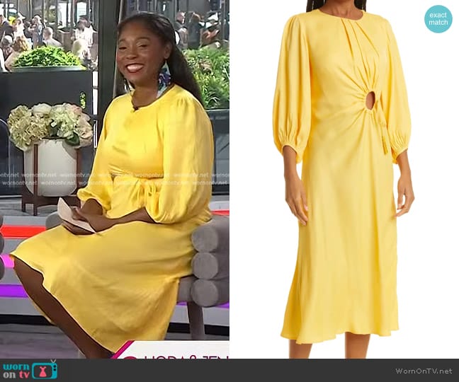 Farm Rio Piping Cut-Out Midi-Dress worn by Dayvee Sutton on Today